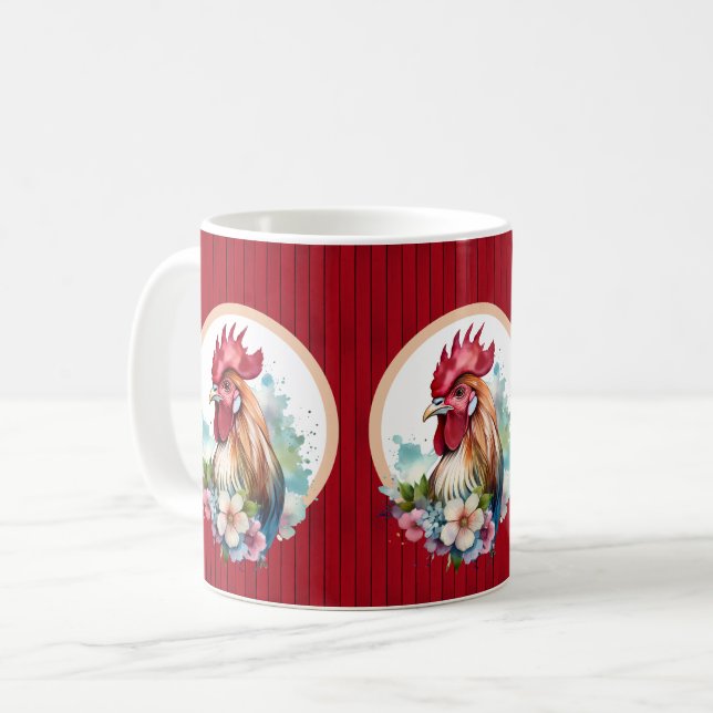 Cute rooster lovers kitchen  coffee mug (Front Left)
