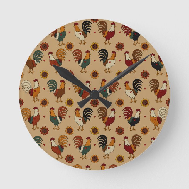 Cute Rooster Wall Clock (Front)