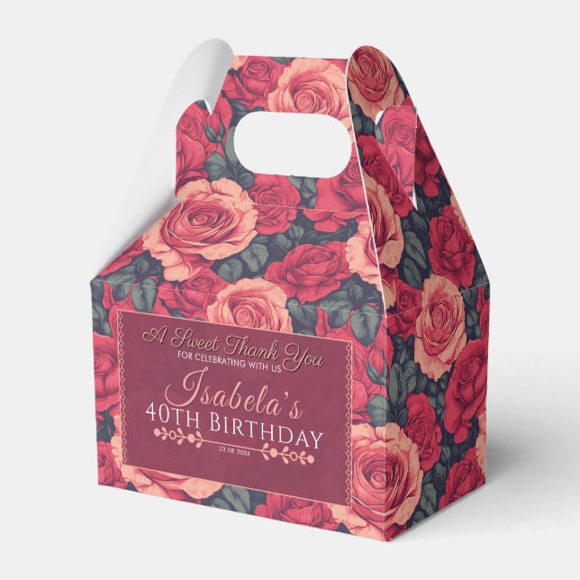 Cute Rose Birthday Favour Box For Thank You Sweets (Front Side)
