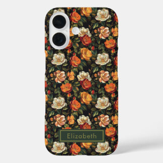 Cute Rose Custom Name Rose iPhone 16 Case