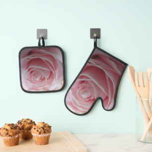 Cute Rose Flower Oven Mitt & Pot Holder Set