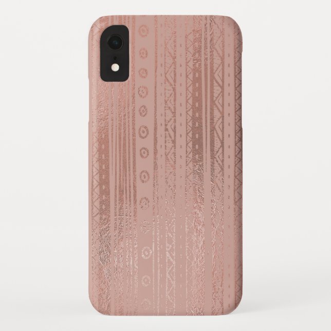 Cute Rose Gold Foil Boho Tribal Pattern Case-Mate iPhone Case (Back)