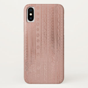 Cute Rose Gold Foil Boho Tribal Pattern iPhone X Case