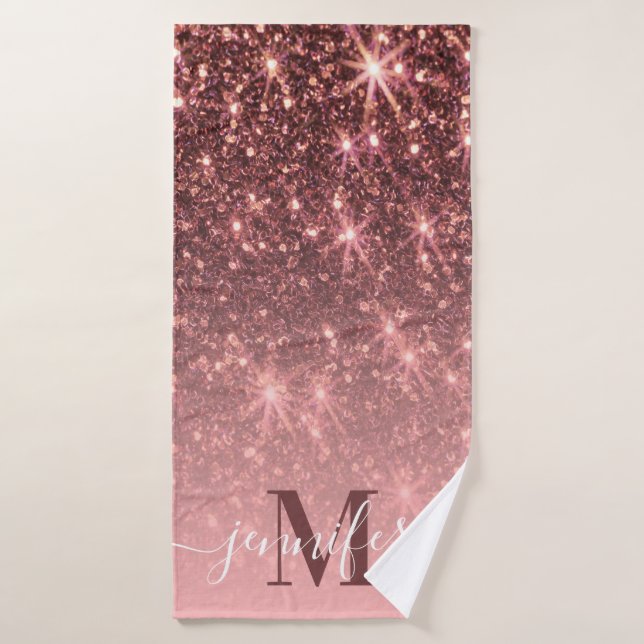 Cute Rose Gold Glitter Bath Towel (Bath Towel)