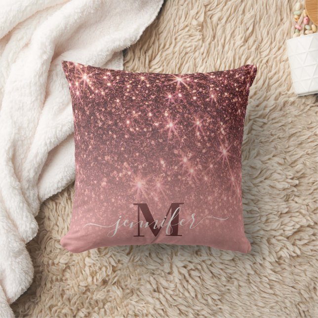 Cute Rose Gold Glitter Cushion (Blanket)
