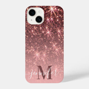 Cute Rose Gold Glitter iPhone 14 Case