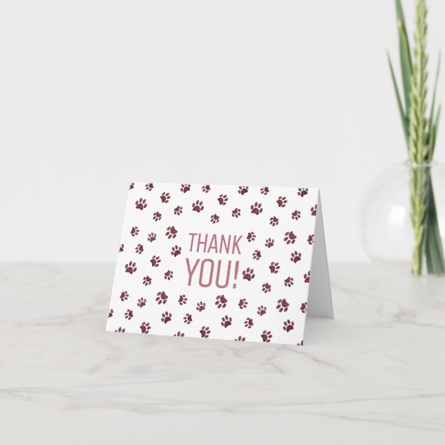 Cute Rose Gold Glitter Paw Prints | Thank You (Front)