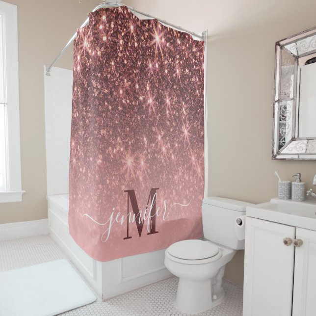 Cute Rose Gold Glitter Shower Curtain (In Situ)