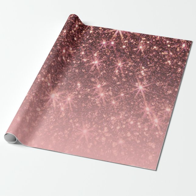 Cute Rose Gold Glitter Wrapping Paper (Unrolled)