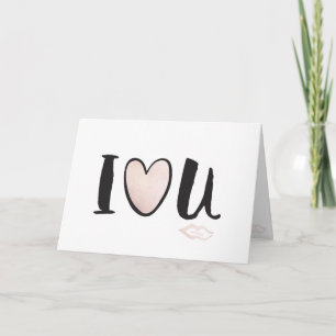 Cute Rose Gold I Heart You Kiss Valentine's Day Card