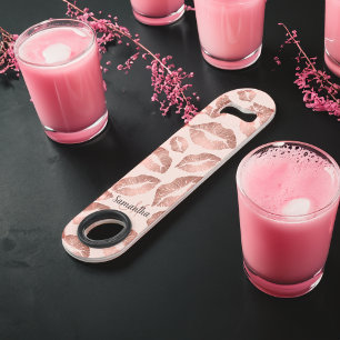 Cute rose gold lips kiss blush pink girly monogram