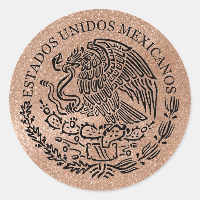 Cute Rose Gold Mexico Passport Sticker (Front)