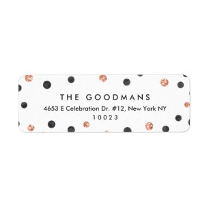 Cute Rose Gold Polka Dots Return Address Labels
