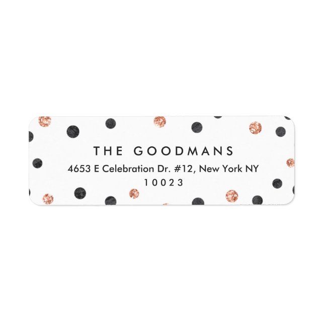 Cute Rose Gold Polka Dots Return Address Labels (Front)