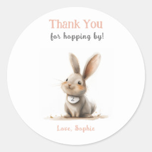 Cute Rose Thank You Bunny Birthday  Classic Round Sticker