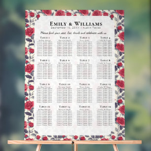 Cute Rose Themed Wedding Seating Chart