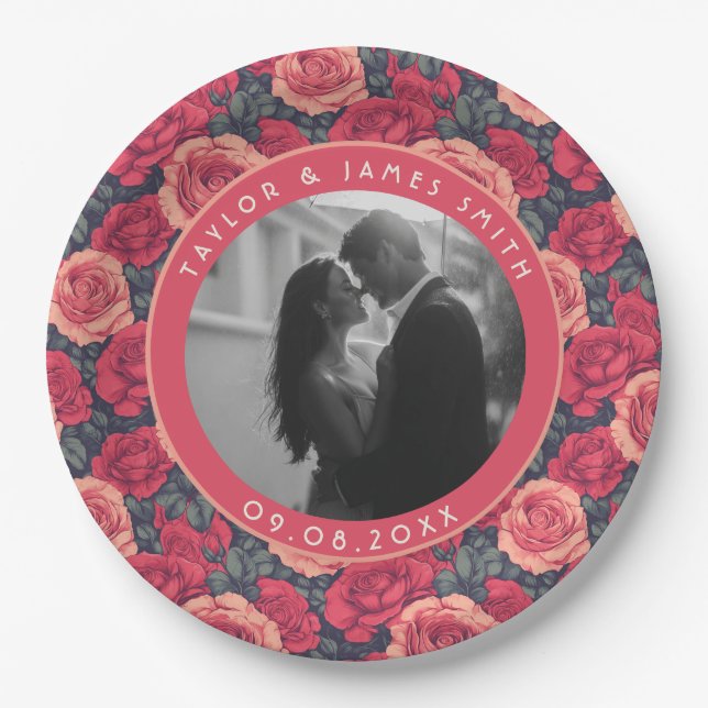 Cute Rose Wedding Plates For Reception  (Front)