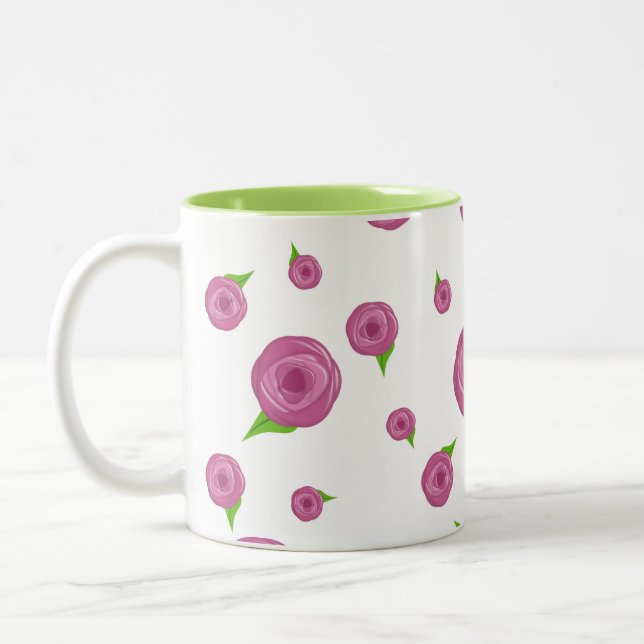 Cute Roses Two-Tone Coffee Mug (Left)