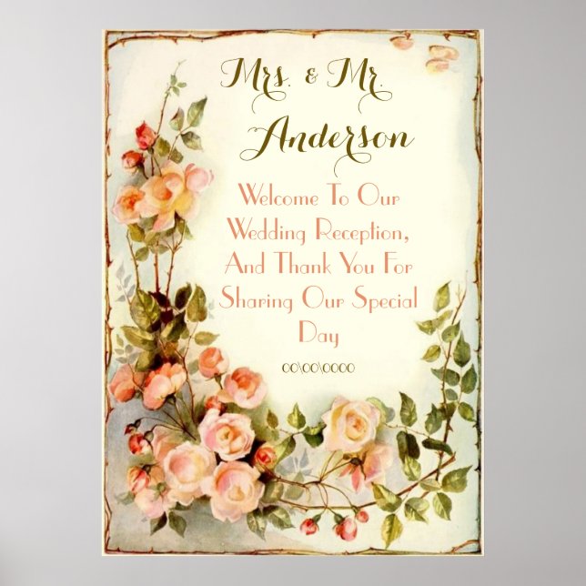 Cute roses welcome poster (Front)