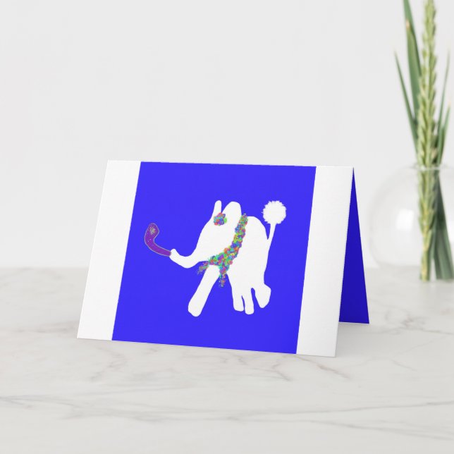 Cute Rosh Hashanah ראש השנה shofar white elephant Thank You Card (Front)