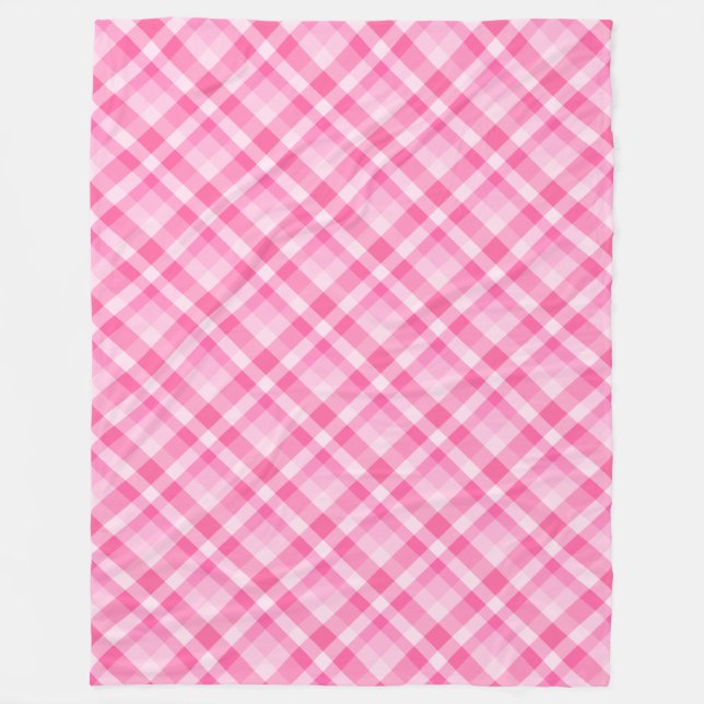 Cute Rosy Pink Plaid Pattern Large Fleece Blanket (Front)