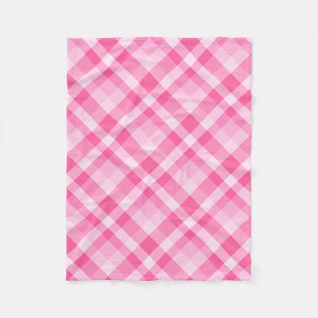 Cute Rosy Pink Plaid Pattern Small Fleece Blanket (Front)