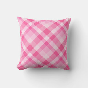 Cute Rosy Pink Plaid Pattern Throw Pillow