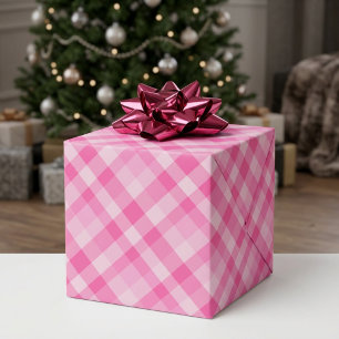 Cute Rosy Pink Plaid Pattern Wrapping Paper