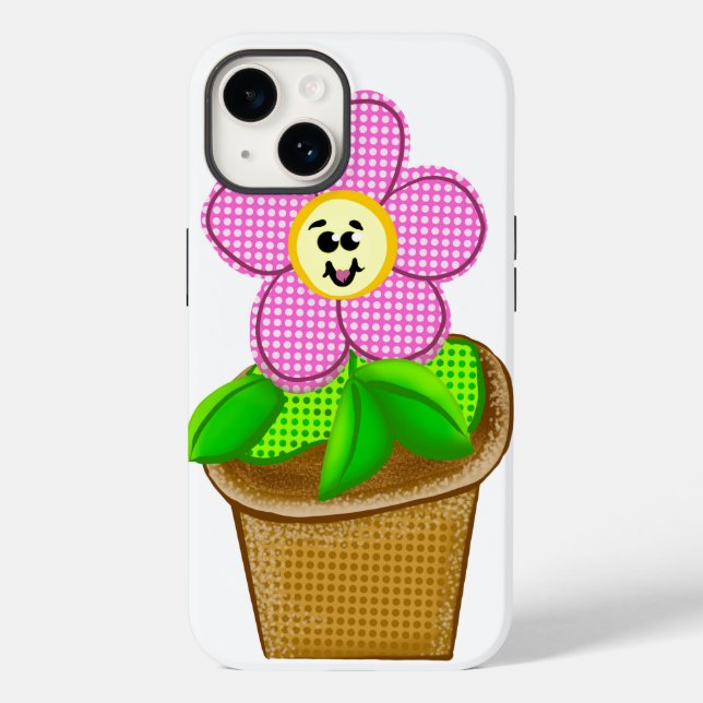 Cute Rosy Posy Potted Flower Case-Mate iPhone Case (Back)