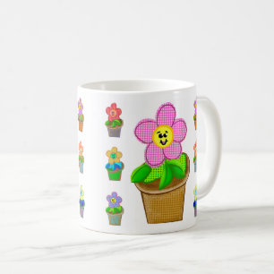 Cute Rosy Posy Potted Flowers Coffee Mug