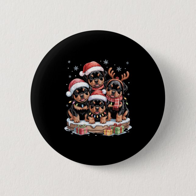 Cute Rottweiler Christmas Pupes Dog Lovers Funny H 6 Cm Round Badge (Front)