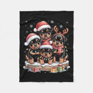 Cute Rottweiler Christmas Puppies Dog Lovers Funny Fleece Blanket