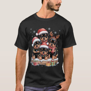 Cute Rottweiler Christmas Puppies Dog Lovers Funny T-Shirt