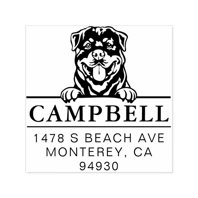 Cute Rottweiler Custom Dog Address Stamp  (Design)