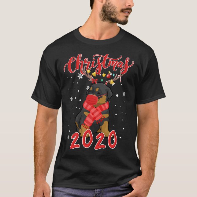 Cute Rottweiler Dog Christmas 2020 Dog Wearing A F T-Shirt (Front)