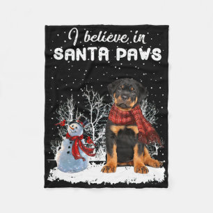 Cute Rottweiler Dog Christmas Snowman Christmas Pa Fleece Blanket