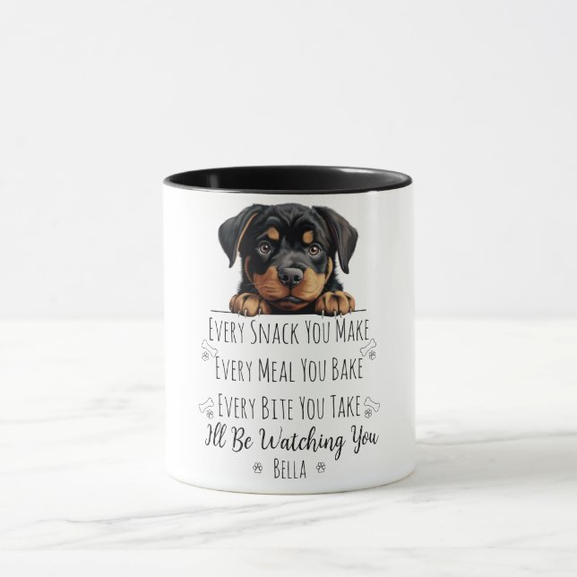 Cute Rottweiler Dog Funny Custom Mug (Center)
