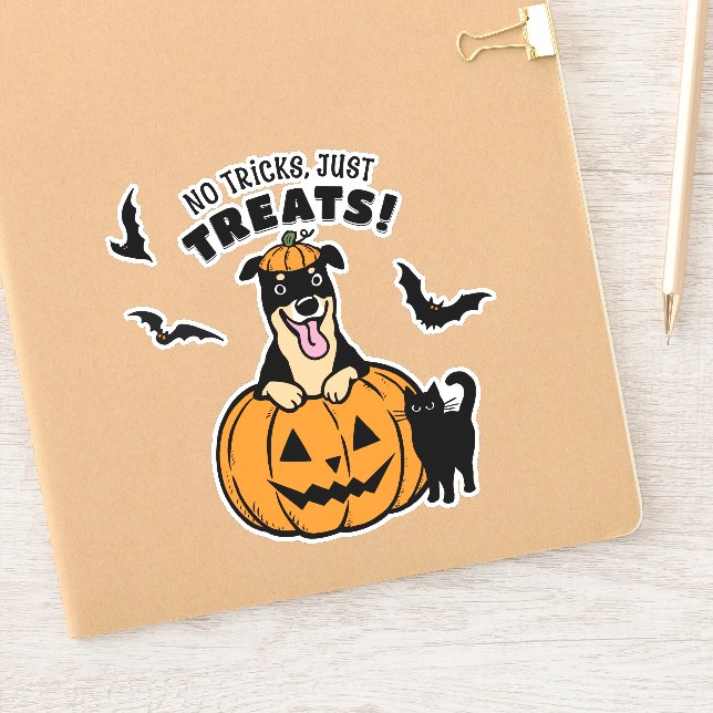 Cute Rottweiler Dog Halloween with Black Cat (Notebook)