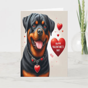 Cute Rottweiler Dog Happy Valentine's Day Holiday Card