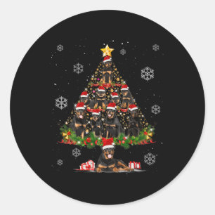 Cute Rottweiler Dog Lovers Christmas Tree Light Xm Classic Round Sticker