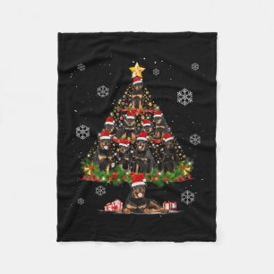 Cute Rottweiler Dog Lovers Christmas Tree Light Xm Fleece Blanket