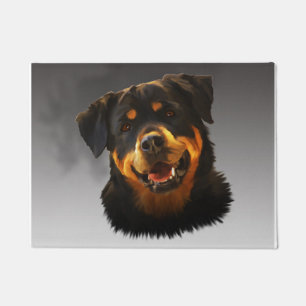 Cute Rottweiler Dog Water Colour Art Portrait Doormat