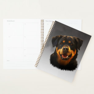 Cute Rottweiler Dog Water Colour Art Portrait Planner