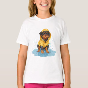 Cute Rottweiler Dog Wearing Raincoat T-Shirt