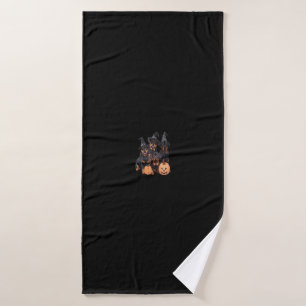Cute Rottweiler Dogs Happy Halloween Pumpkin Funny Bath Towel