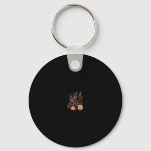 Cute Rottweiler Dogs Happy Halloween Pumpkin Funny Key Ring