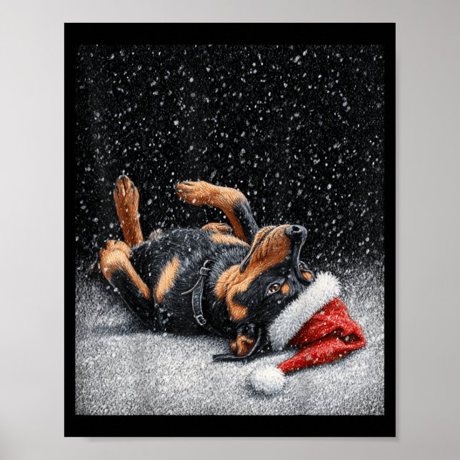 Cute Rottweiler Funny Christmas  Poster (Front)