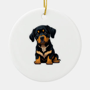 Cute Rottweiler - Gifts for Rottweiler Dog Owners  Ceramic Tree Decoration