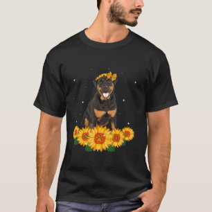Cute Rottweiler Headband Sunflower Women Gifts T-Shirt