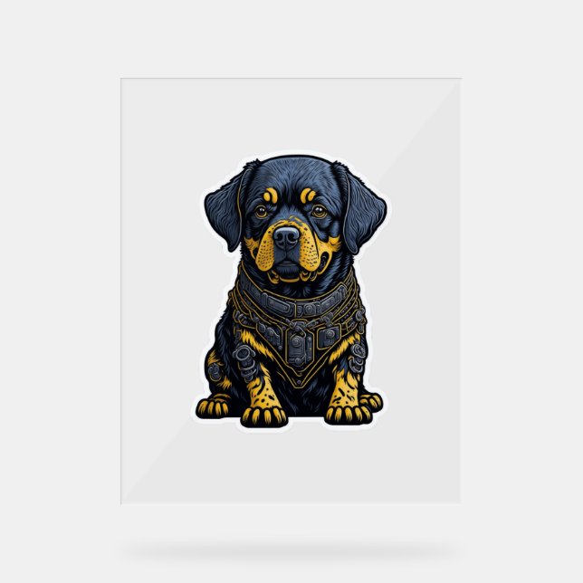 Cute Rottweiler in armour  Acrylic Sign (Front)